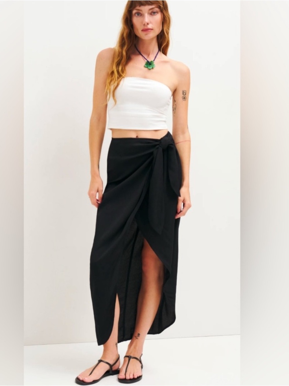 Reformation Taglio Midi Wrap Skirt with Side Knot